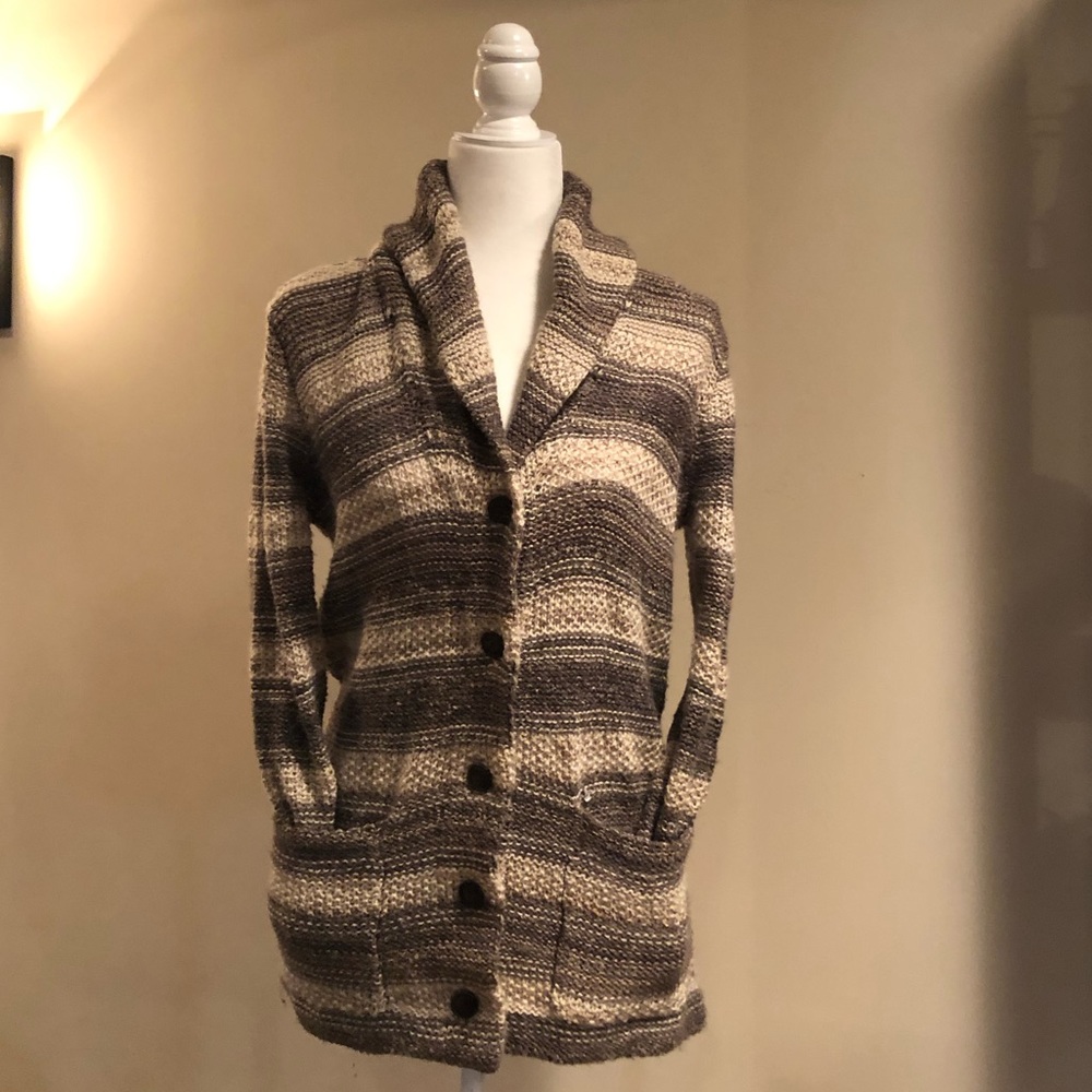Denim & Supply Ralph Lauren Striped Cardigan - Brown and Cream
